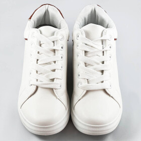 Bílo-hnědé sportovní boty se skrytým klínem (666-16) Barva: odcienie bieli, Velikost: ONE SIZE