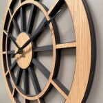 DumDekorace VICTORIA 75 cm dřevěné nástěnné hodiny – tichý mechanismus