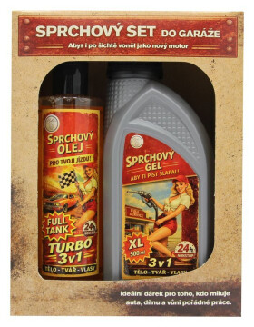 Dárkové baleni Retro industrial červené (sprchový olej, sprchový gel 3v1)