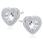 LUNICA Stříbrné náušnice BÍLÉ SRDCE 0037 Ag 925; ≤2,1 g.