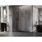 MEXEN/S - Lunar L Duo sprchový kout dveře křídlové 80 x 80, transparent, měď kartáčovaná 834L-080L-080P-65-00