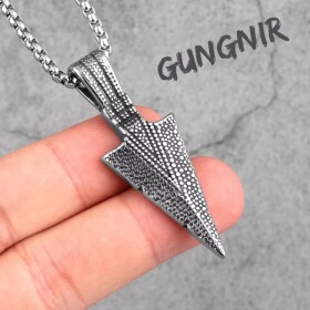 Pánský ocelový náhrdelník Ódinovo kopí GUNGNIR - Battle Damage, Stříbrná 60 cm