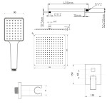 SAPHO - CUBEMIX podomítkový sprchový set s pákovou baterií, 2 výstupy, vyústění, zlato mat CM042GB-01