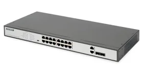 DIGITUS 16-Port PoE černá / Switch / Nespravovaný / 10/100 / PoE 250W / 2x SFP combo (DN-95342-1)