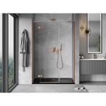 MEXEN/S - Mist-H L sprchové dveře křídlové levé 140, transparent, měď kartáčovaná 8A5L-140-001-65-00-L