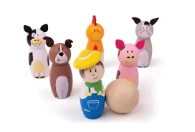 Bigjigs Toys Dřevěné kuželky farma