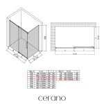 CERANO - Sprchový kout Lantono - levá - 8 mm - Soft-Close - černá matná, mléčné sklo - 120x100 - posuvný CER-665251