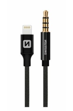 SWISSTEN TEXTILE Audio adaptér Lightning - 3.5mm jack 1.5m černá (73501213)