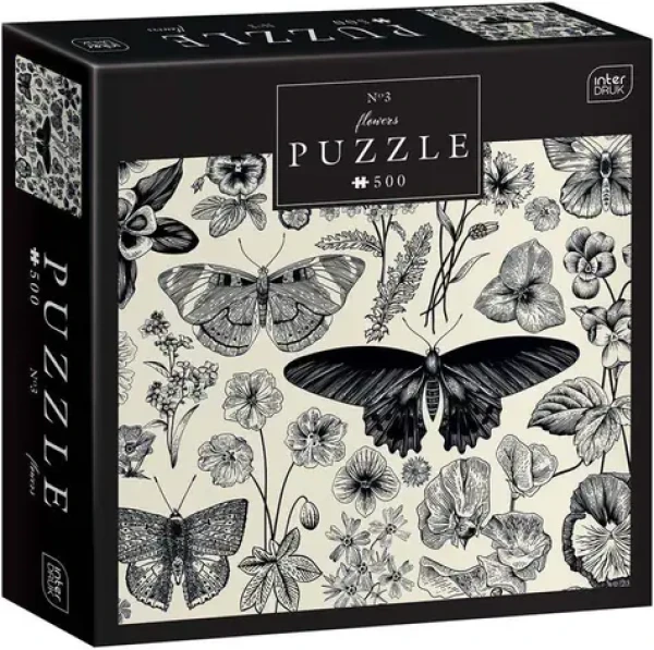 INTERDRUK Puzzle Flowers: Motýli a květiny