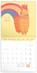 Kalendář 2024 poznámkový: Šťastné lamy, 30 × 30 cm (západní kalendárium)