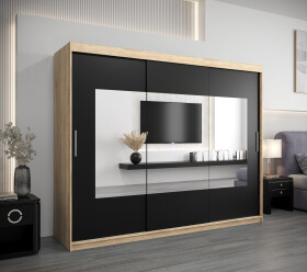 Šatní skříň Abi To Barva korpusu: Dub Sonoma, Rozměry: 250 cm, Dveře: Černá