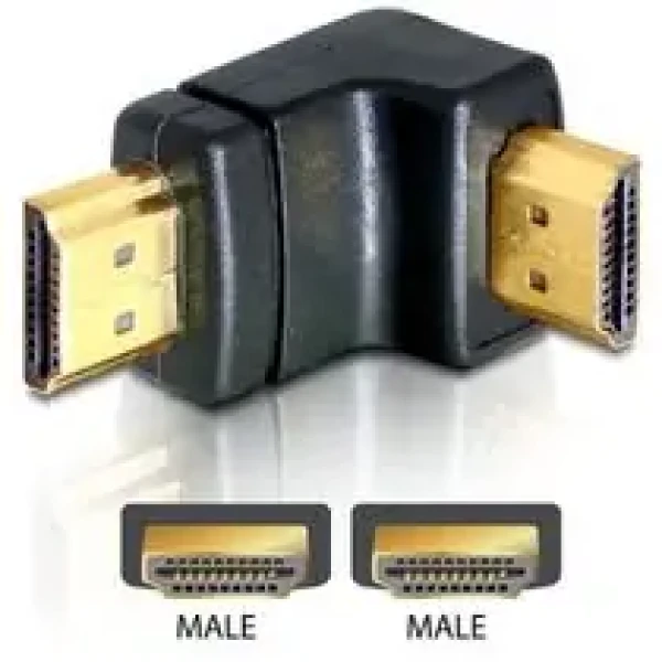Delock adaptér HDMI A samec/samec, pravoúhlý, dolů (65073)