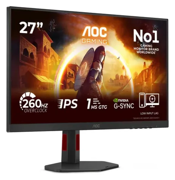 27" AOC 27G4ZR černá / Monitor / Fast IPS / 1920x1080 / 260Hz / 0,3ms MPRT / HDR10 / 2× HDMI + DP / Pivot (27G4ZR)