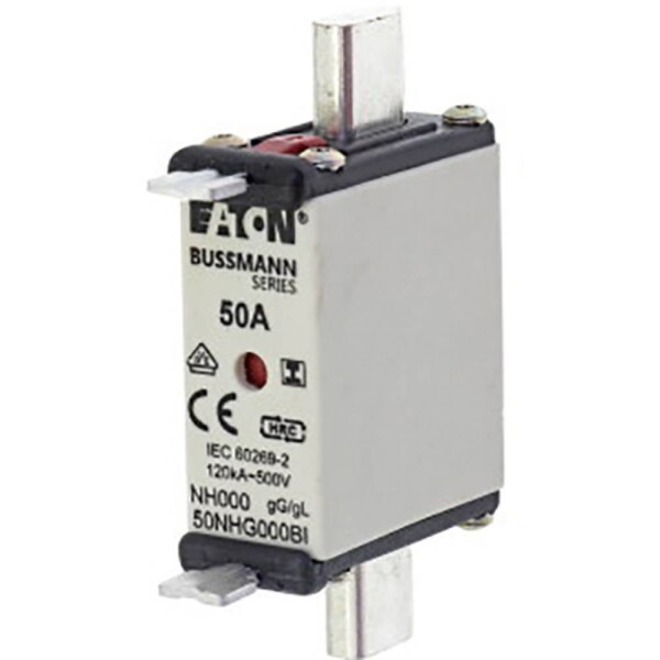 Eaton 50NHG000BI NH pojistka s mechanickým ukazatelem zajištění Vhodné pro (pojistky) velikost pojistky 000 - 4 Velikost pojistky = 000 50 A 500 V 3 ks