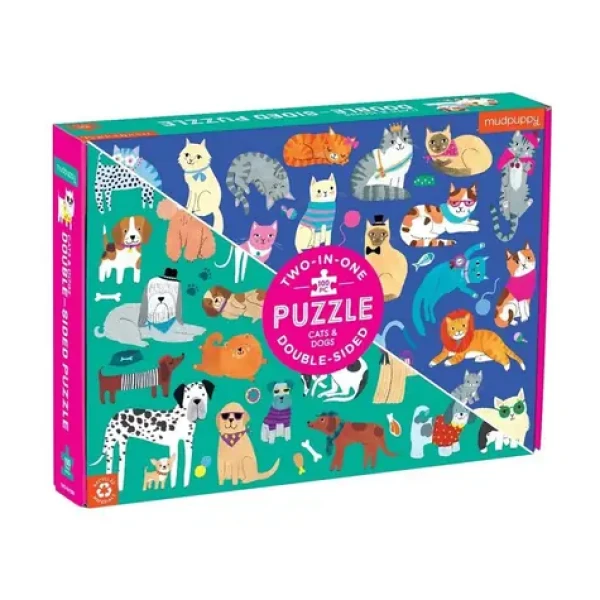 Mudpuppy Oboustranné puzzle Psi a kočky