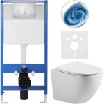 CERANO - Kompletní WC set Profi/Cesso - bílá matná - WC tlačítko Duo/Chrom - předstěnová instalace - 49x36 CER-8050BD84345