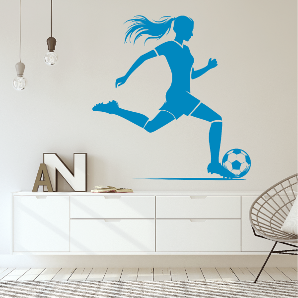 Samolepka Fotbalistka Barva: modrá, Velikost: 40 x 42 cm
