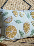 Bloomingville Dekorativní polštář s výšivkou Lemon Yellow 35 × 50 cm, žlutá barva, textil