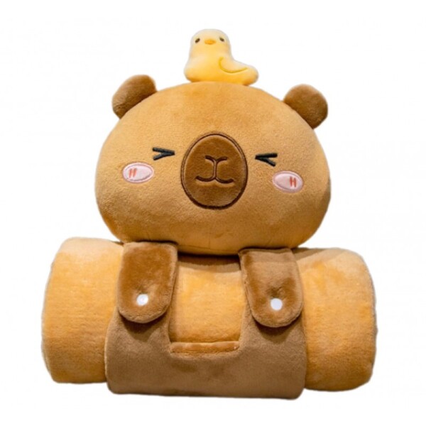 Super měkká plyšová deka s polštářem Kapibara - 100 x 170 cm