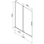 MEXEN/S - Velar L dvoukřídlá posuvná vanová zástěna 110 x 150, dekor, černá 896-110-003-31-70