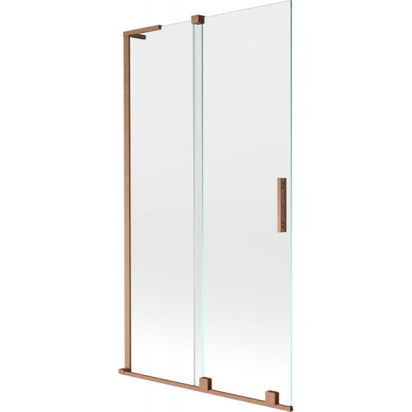 MEXEN/S - Velar L dvoukřídlá posuvná vanová zástěna 100 x 150, transparent, měď kartáčovaná 896-100-003-01-65