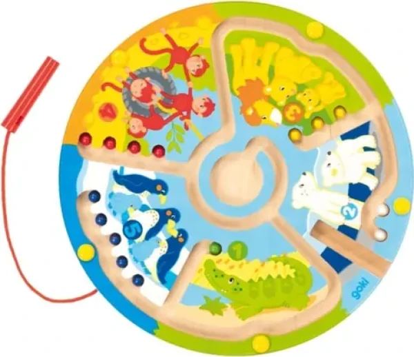 GOKI Dřevěný magnetický labyrint ZOO