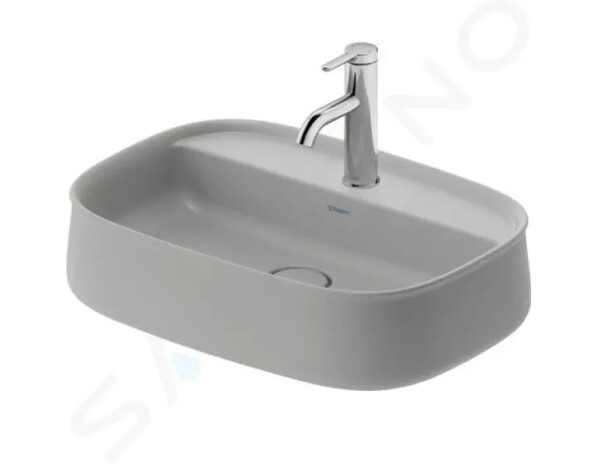 DURAVIT - Zencha Umyvadlo na desku 550x390 mm, bez přepadu, otvor pro baterii, DuraCeram, WonderGliss, matná šedá 23745567711