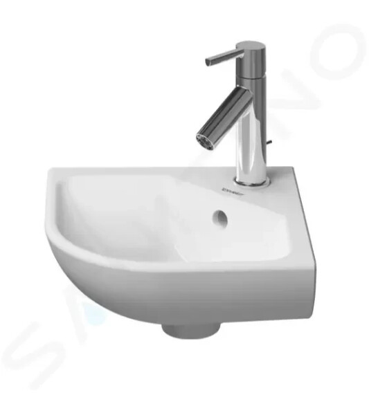 DURAVIT - ME by Starck Rohové umývátko 430x380 mm, s přepadem, s otvorem pro baterii, matná bílá 0722433200