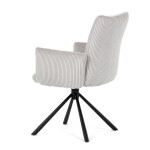 Židle jídelní, krémová manšestrová látka, 360° vratný mechanismus, černý kov