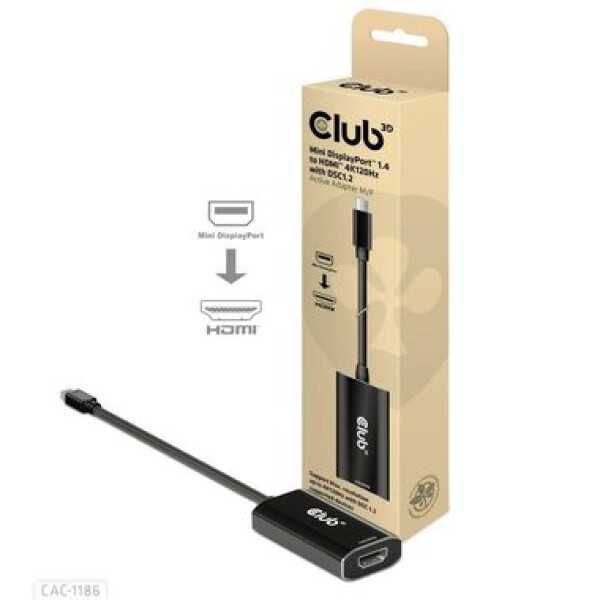 CLUB3D CAC-1186 aktivní redukce mini DisplayPort 1.4 na HDMI M/F černá / 4K 120Hz (CAC-1186)