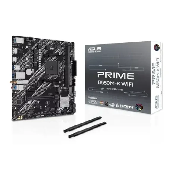 ASUS PRIME B550M-K WIFI / Základní deska / B550 / AM4 / 2x DDR4 / PCIEx16 / Wi-Fi 6 / GLAN / mATX (90MB1R80-M0EAY0)