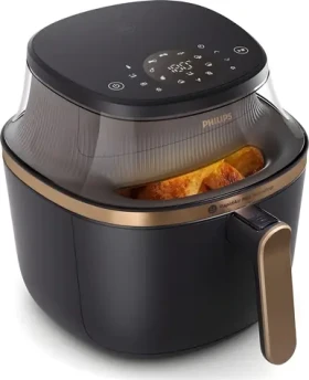 Philips NA342/00 černo-zlatá / Horkovzdušná fritéza / 2000 W / objem 7,2 l / displej / 16 programů (NA342/00)