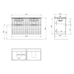 SAPHO - CIRASA STRIP umyvadlová skříňka s dvojumyvadlem 121x66x46cm, verde CR121-4444S-21