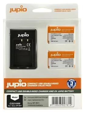 JUPIO Sada 2x baterie NP-BX1 + nabíječka pro Sony / Nabíjecí sada / 1250 mAh (CSO1000)