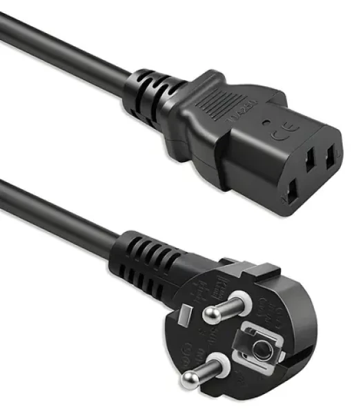Napájecí kabel Schuko - IEC C13 pravoúhlý 2 m / Napájecí kabel / CEE7/7 - IEC C13 / 3x0,75 mm2 / měď (54620)