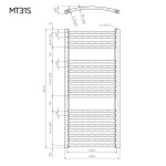 Mereo Otopný žebřík oblý 450x970 mm, bílý, středové připojení MT31S