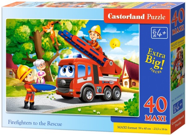 Puzzle Castorland MAXI 40 dílků - Hasiči při záchraně kočky