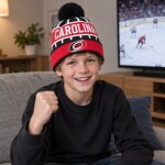 Outerstuff Dětská zimní čepice Carolina Hurricanes NHL Go Fast Cuffed Knit W Pom