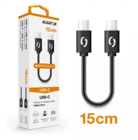 Aligator POWER Datový kabel USB-C - USB-C 15cm černá (DATKP44)