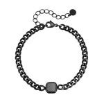 Pánský náramek Fabiano Black - černý onyx, chirurgická ocel, Černá 18 cm + 5 cm (prodloužení)