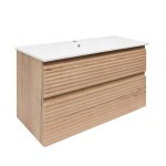 Koupelnová skříňka 2 zásuvková s umyvadlem Naturel Savona 98x53x44,8 cm dub Halifax mat SAVONA2100DH SAVONA2100DH