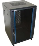 XtendLan 18U/600x800 černý / Stojanový rozvaděč / 19" / skleněné dveře / perforovaná záda (TELCO-18U-68-BLACK-S)