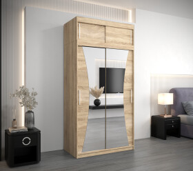 Šatní skříň Abi Mo s nástavcem Barva korpusu: Dub Sonoma, Rozměry: 120 cm, Dveře: Dub sonoma