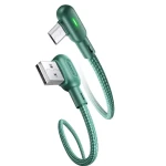 USAMS SJ458 U57 Kabel Braided MicroUSB 1.2m zelená / pravý úhel / s osvětlením (6958444948614)