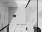 MEXEN/S - Stone+ čtvercová sprchová vanička 80 x 80, bílá, mřížka černá 44108080-B