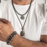 Korálkový náramek Victor - 8 mm přírodní onyx, etno styl, Černá 21 cm