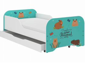 DumDekorace Dětská postel MIKI 160 x 80 cm s matrací a roštem - KAPIBARA ANIMALS