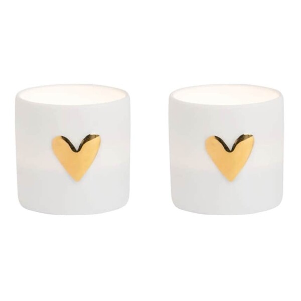 Räder Porcelánový svícen na čajovou svíčku Heart – set 2 ks, bílá barva, porcelán