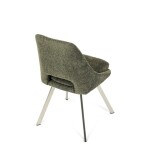 Židle jídelní, zelená látka, kovové nohy, broušená nerez.