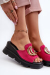 Dámské Sandály Z Eko Semiše Na Klínu A Platformě Se Zlatou Dekorací Vinceza 58295 Fuchsie 36